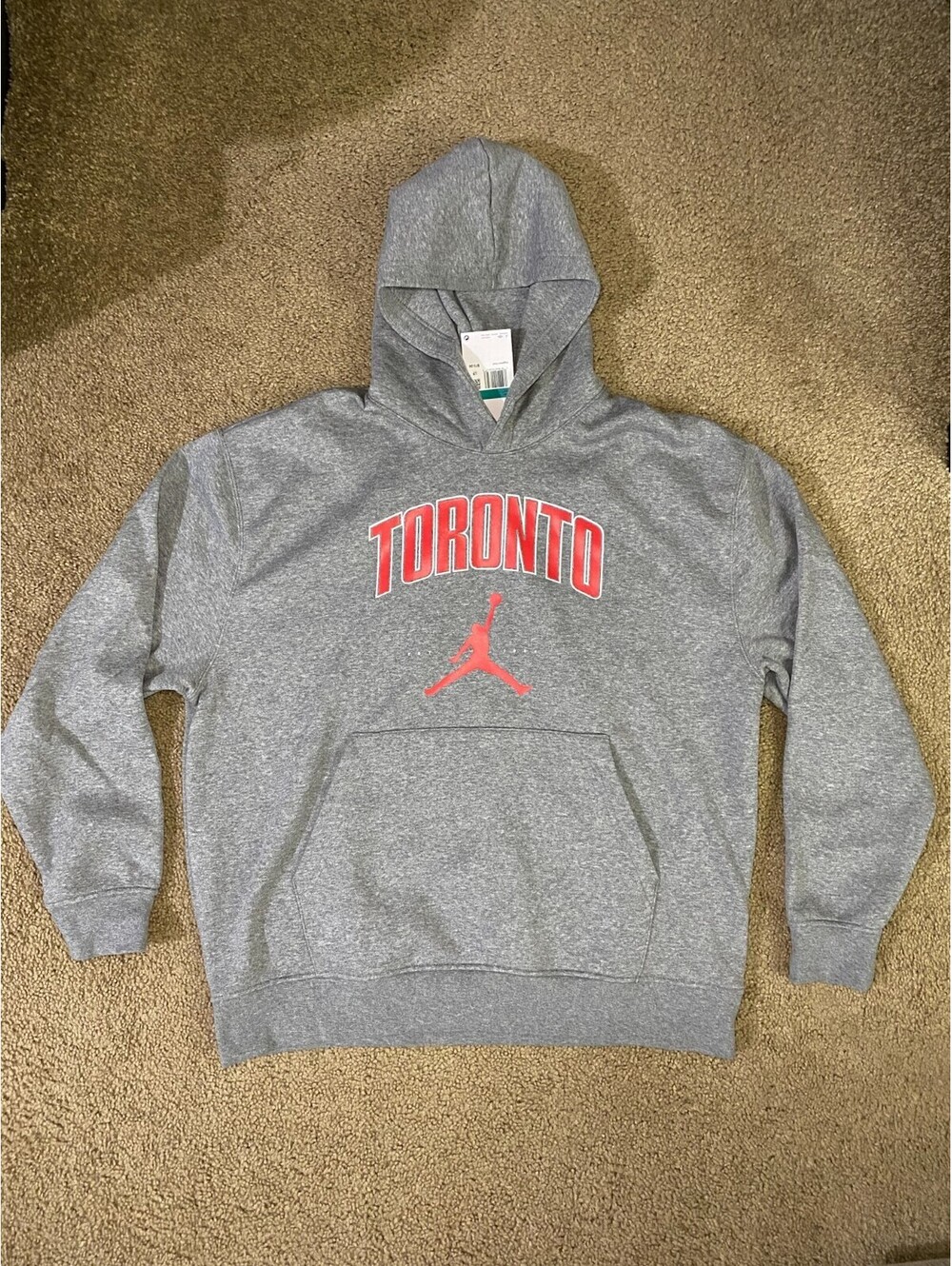 Toronto Jumpman Hoodie Mens XL Gray Air Jordan Basketball NBA Pullover Outdoor